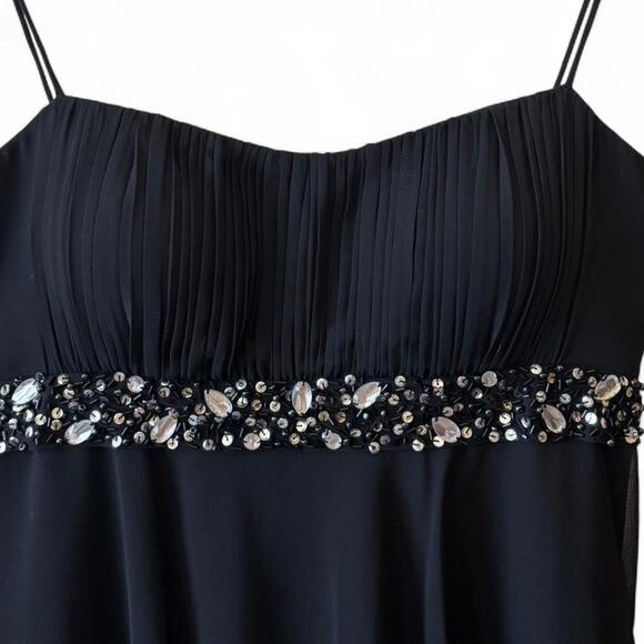 Dressbarn Collection Black Tiered Chiffon Beaded Dress – Size 8 - Picture 4 of 8